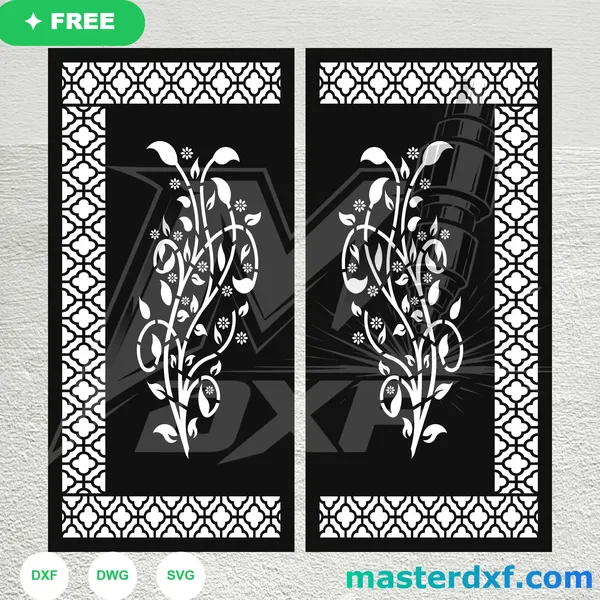 Quatrefoil Border Climbing Vine DXF Panel for CNC Doors DXF File